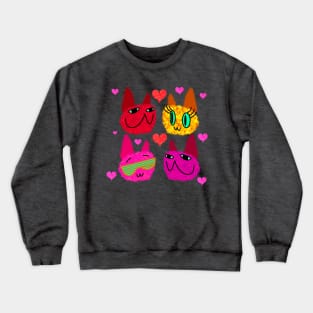 Fuzzy Cats Love Hearts Crewneck Sweatshirt